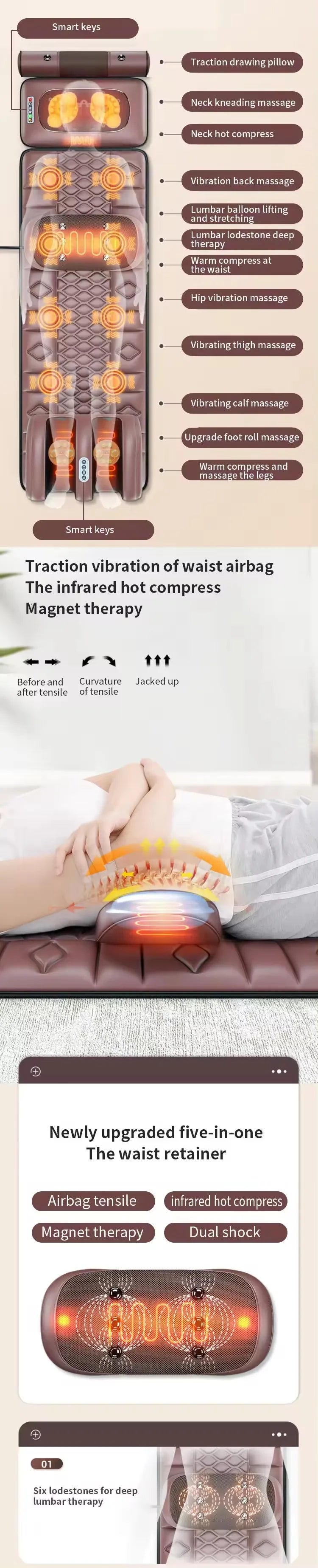 Full Body Massage Mattress with Heat & Vibration